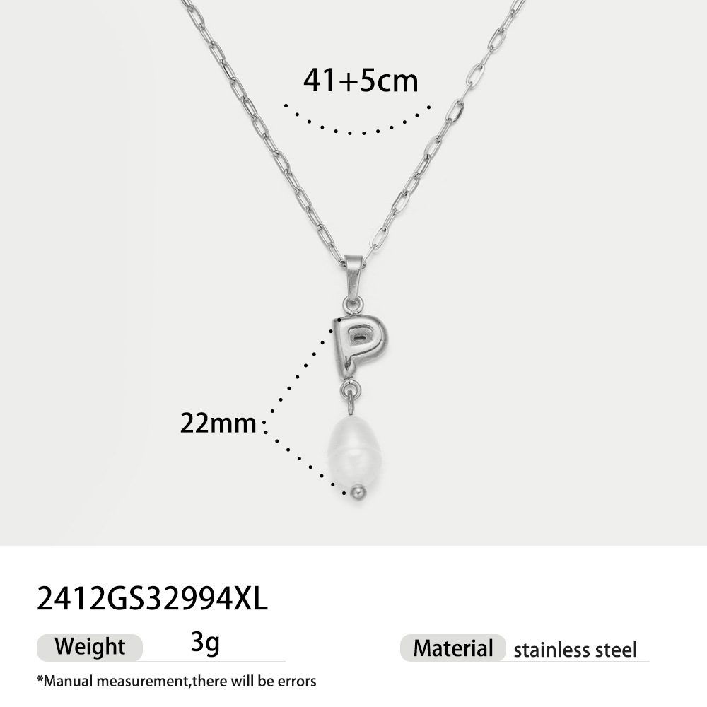 TENA collar de acero inoxidable de perlas verdaderas simplista de alto nivel nicho de diseño de acero de titanio collar de collar para mujeres image 18