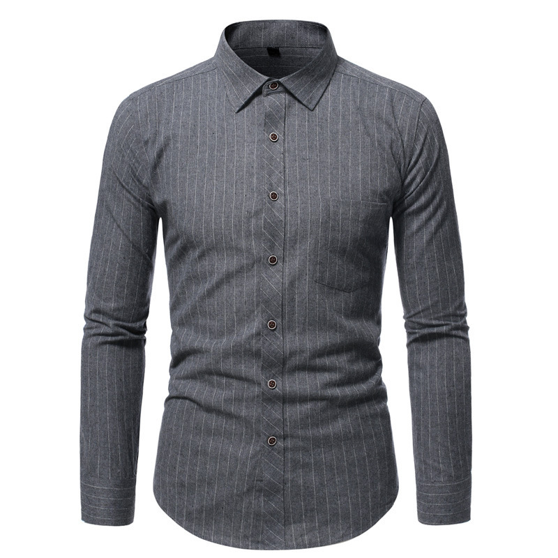 C203 cross-border Men's autumn and winter new men's formal shirt large size striped business shirt spot wholesale