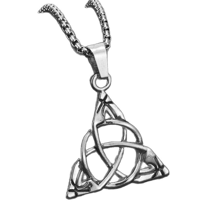 Celtic Viking Triangle Pendant For Men Retro European Style Star Moon_voghion.com