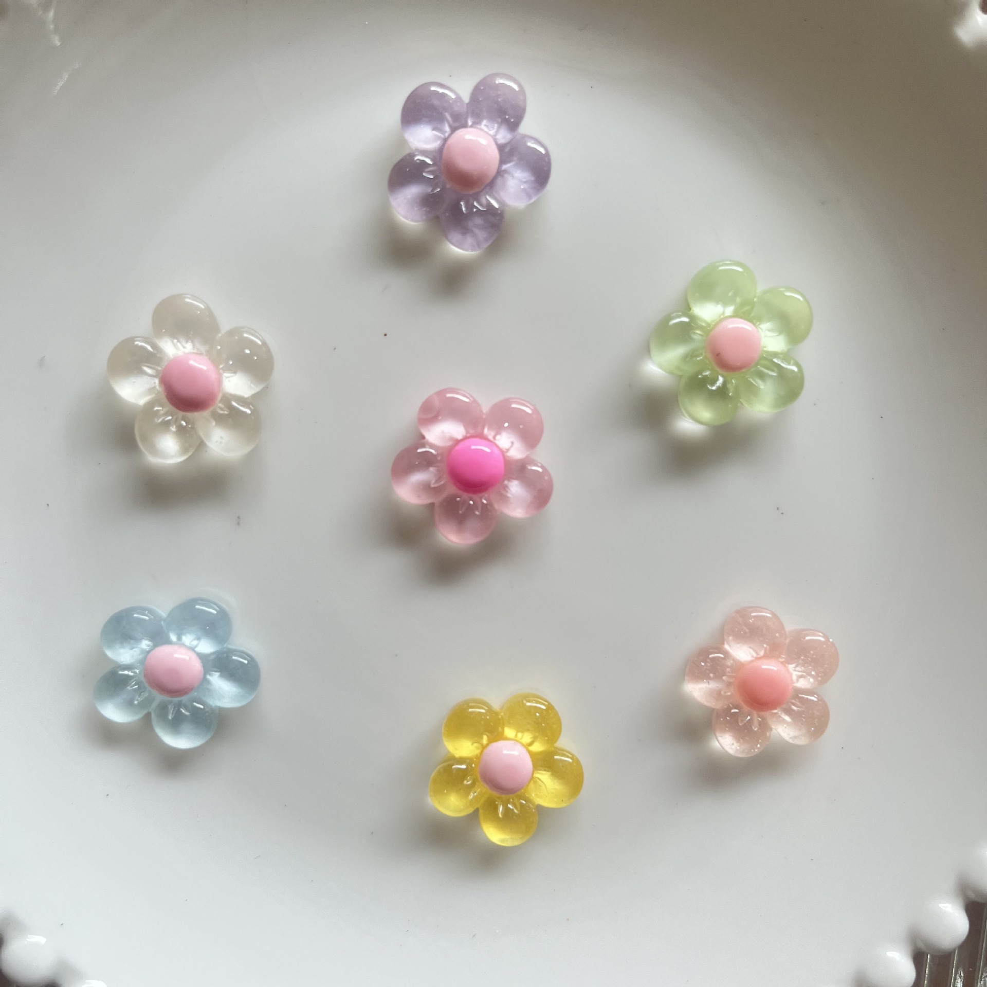 Transparent Five-petal Flower Resin Flowers Diy Handmade Children's...