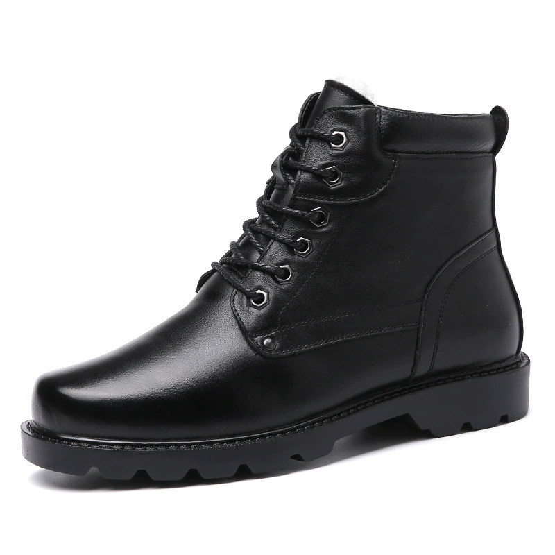 Demi-season fleece keep warm boots, high leather footwear, soft sole