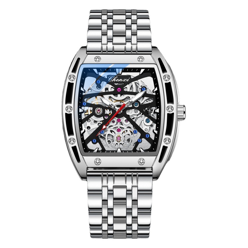 CHENXI reloj mecánico hueco en forma de barril para hombre Douyin estilo explosivo reloj mecánico automático Richard mismo reloj para hombre