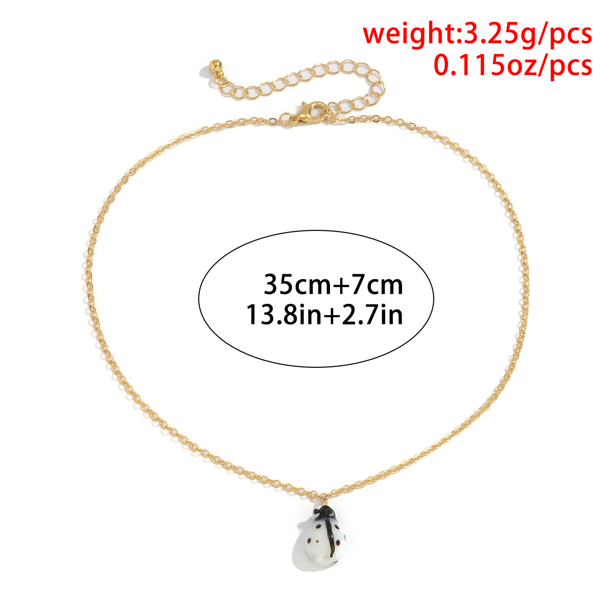 复古简约七星瓢虫吊坠项链 气质单层金属细链条琉璃项饰 欧美跨境