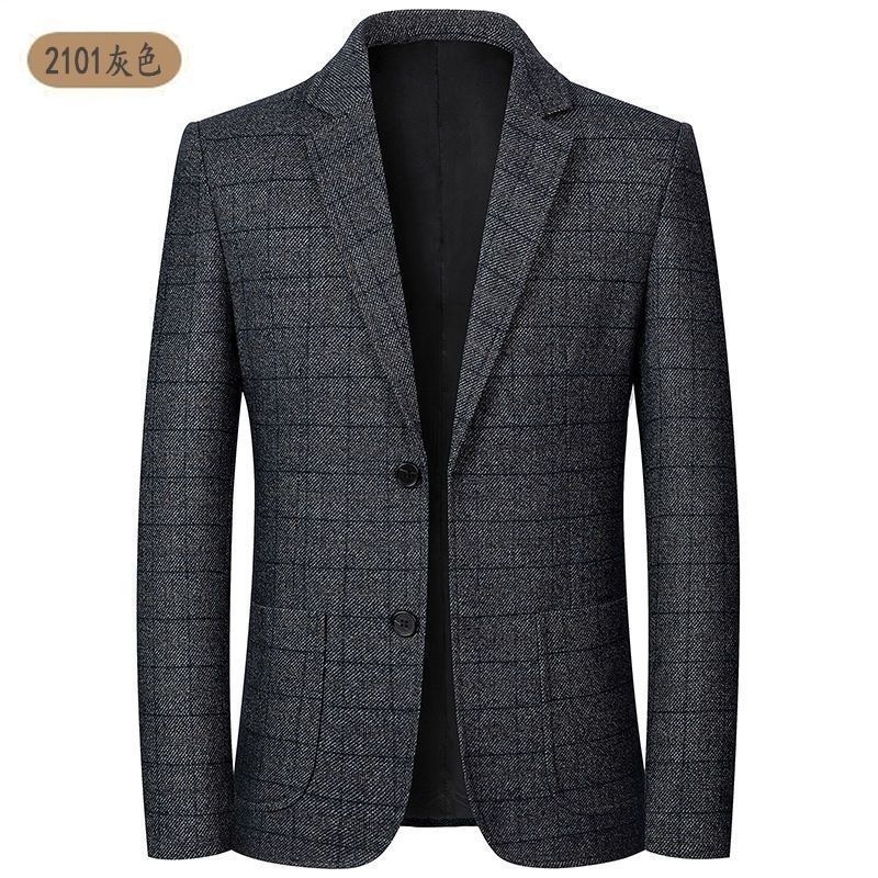 新款春秋中年男士西装外套休闲商务西服单西服爸爸春秋季上衣一件