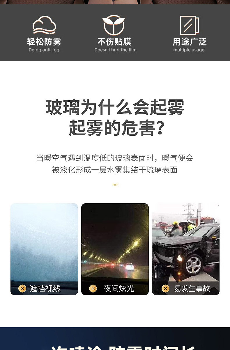 Automobile windshield anti-fogging agent rearview mirror defogging artifact cleaning mirror glass glasses spray cross-border