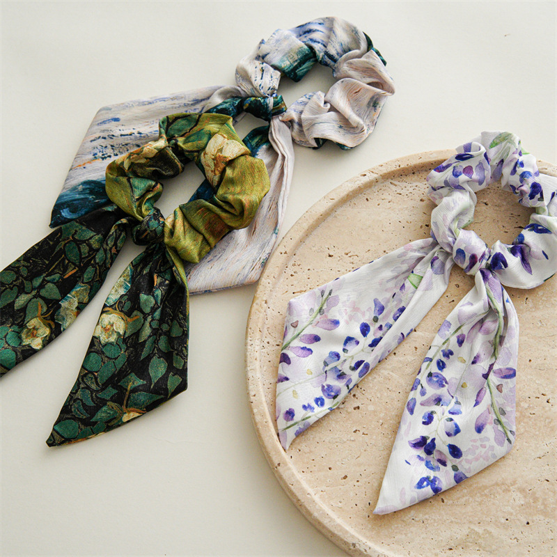10g Weight Hair Tie Hair Accessories Type 1 Piece Quantity Daily Occasion Color Block, Bow Knot Pattern Women's Gender Vintage Style Style Vintage Style Color Block Bow Knot Cloth Hair Tie 7