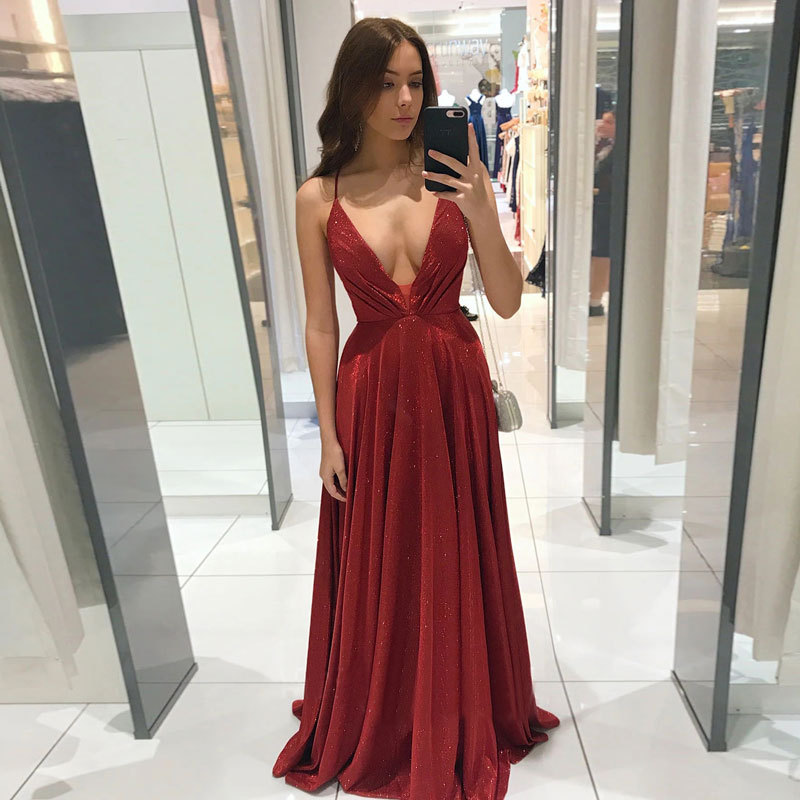 Comercio exterior europeo y americano Amazon AliExpress deseo vestido de noche de las mujeres sexy profundo cuello en V Correa vestido largo sin espalda