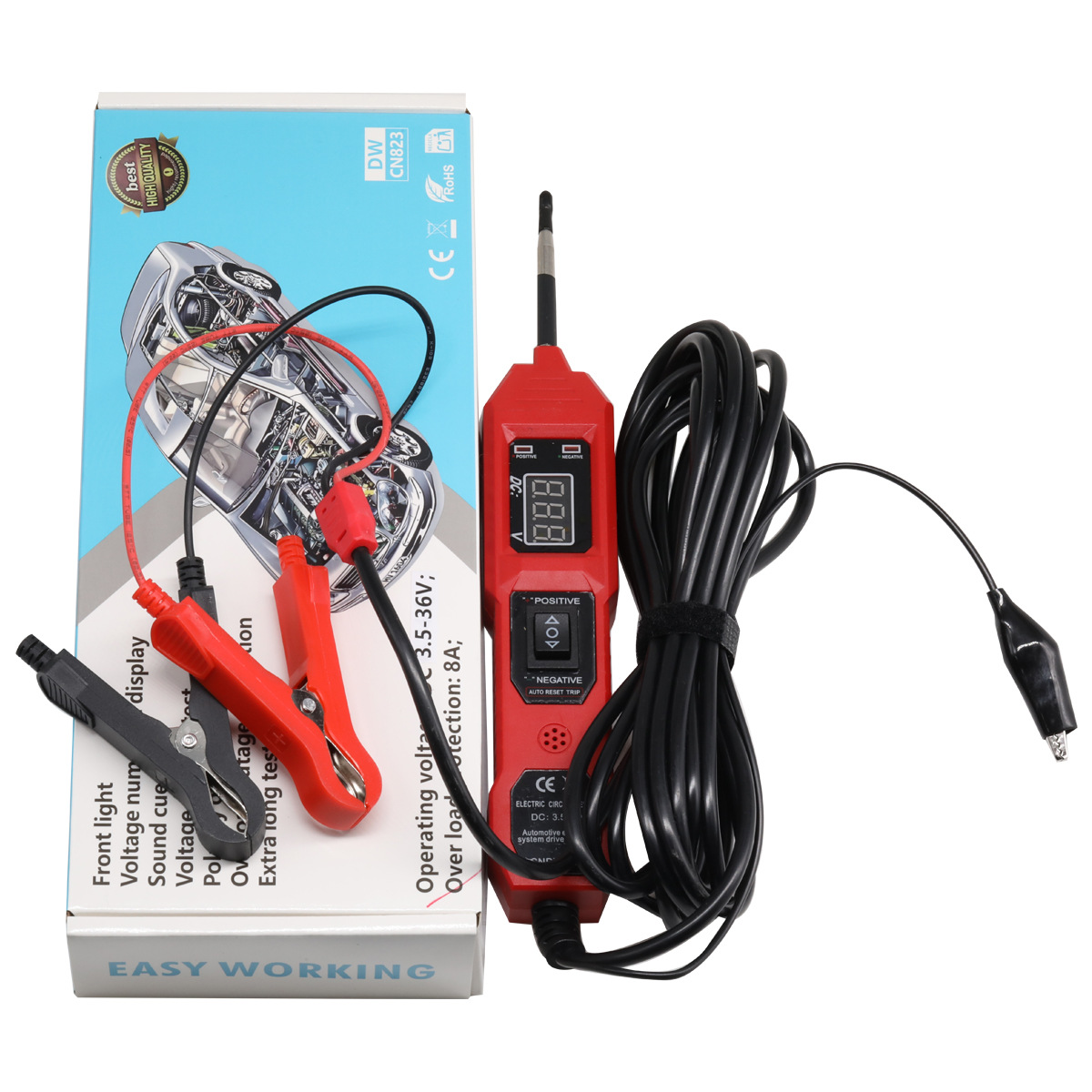 Power circuit probe tester, 6V/24V DC circuit tester, multi-functional automotive circuit detector