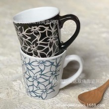 浮雕馬克杯咖啡杯手把杯外貿尾單陶瓷庫存陶瓷