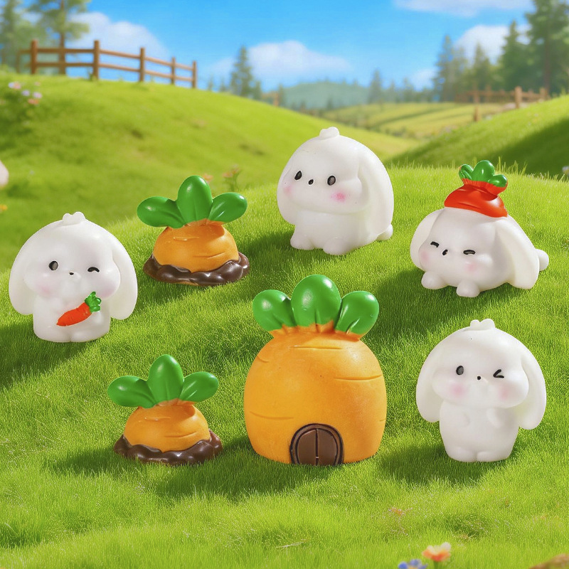 Micro Landscape Artificial Cute Carrot Rabbit Carrot Room Gardening Landscaping Resin DIY Craft Decorative Small Ornaments