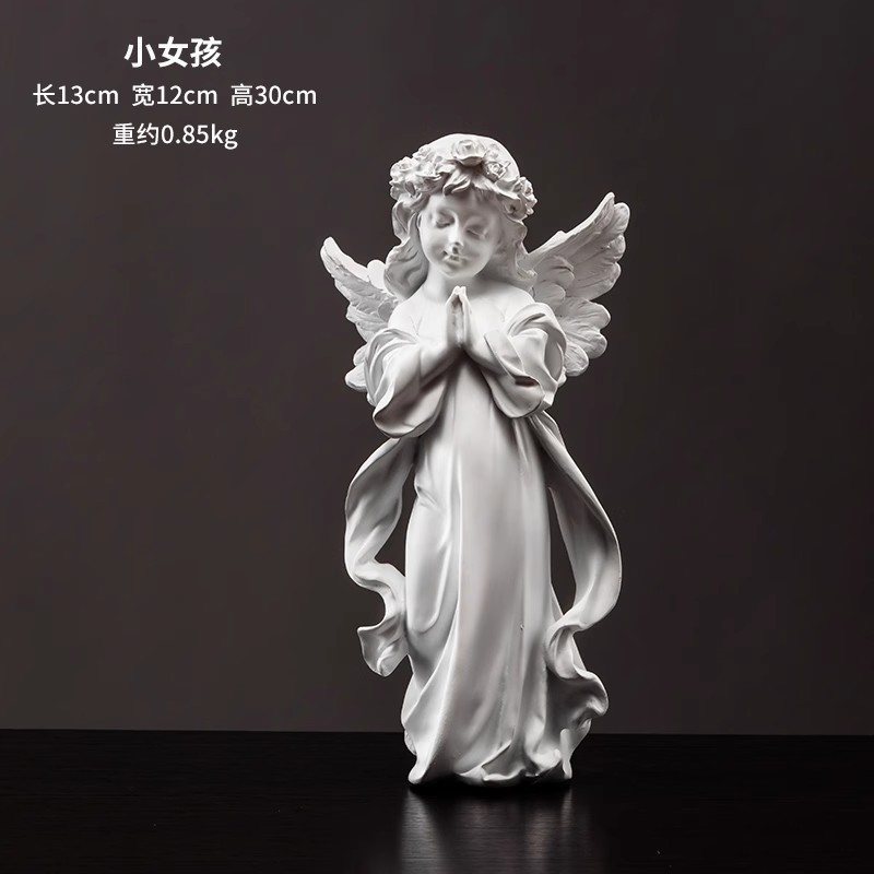 Europa retro niña ángel figura decoración artística artesanía escultura de yeso modelo decoración