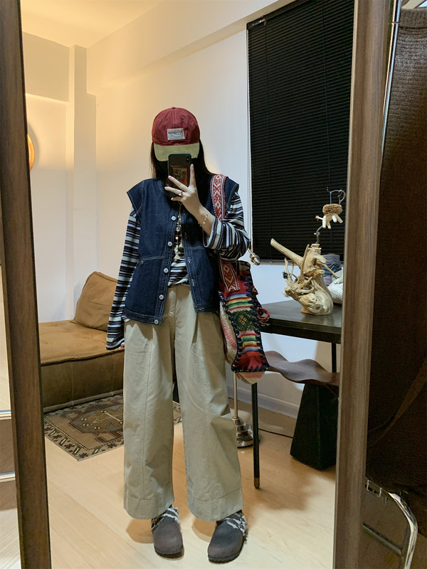 高支水洗棉立体直筒宽松九分裤女早秋季宽松休闲阔腿裤|undefined