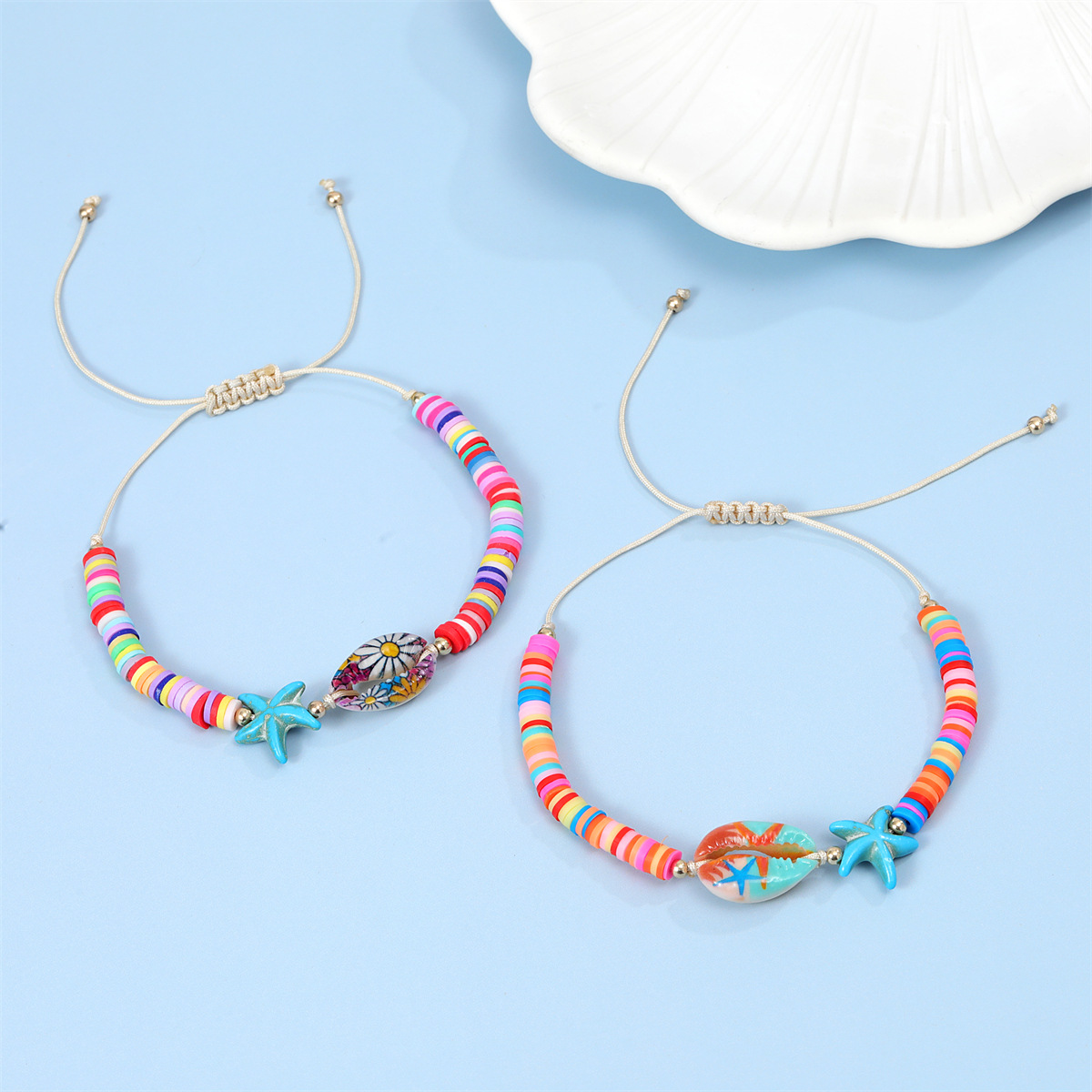 Shell Material Bohemian Beach Starfish Shell Shell Cord In Chain Beaded Bracelets Wholesale