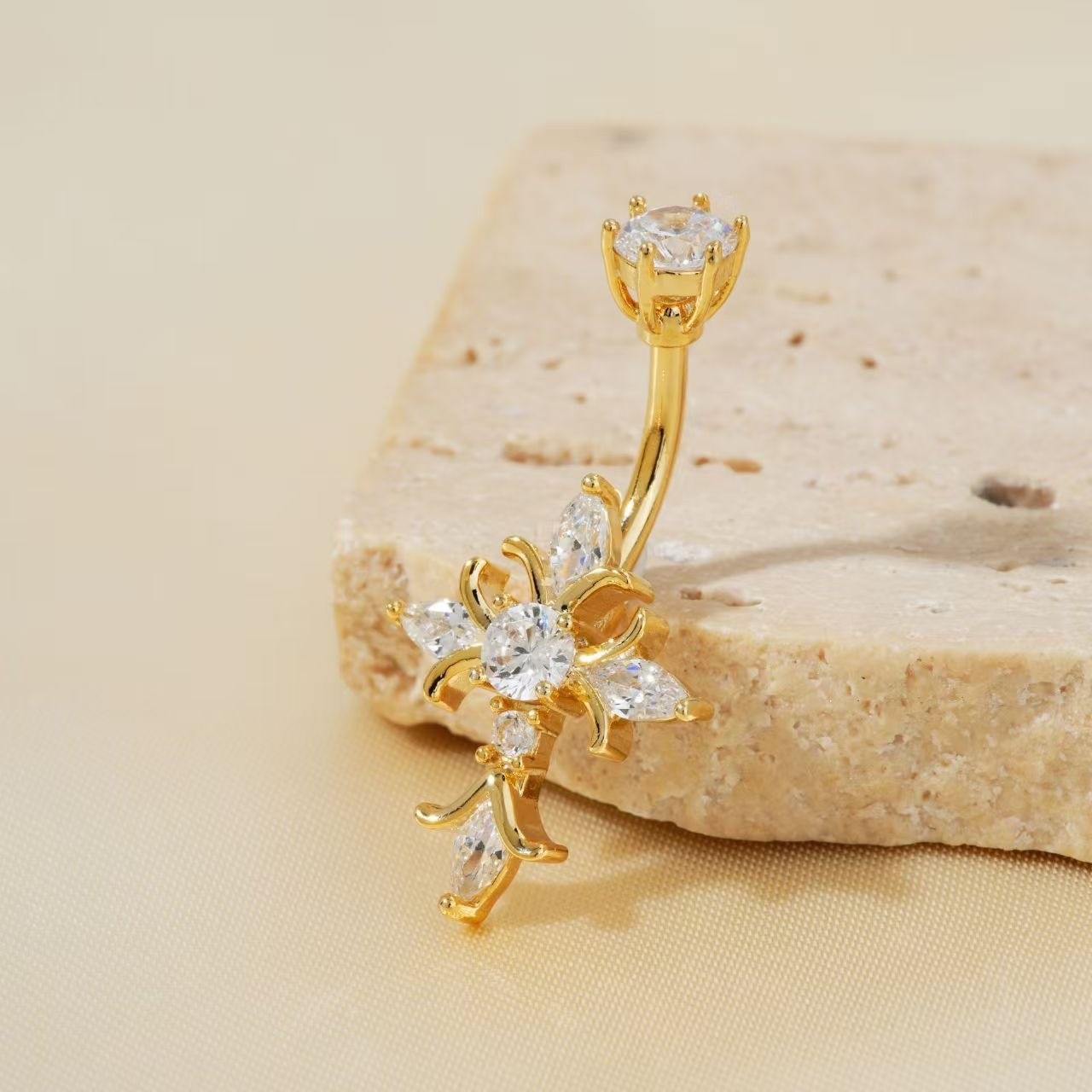 New Fashion Copper Navel Ring with Gold Claw Ball - 2025 Spring Trendy Belly Button Piercing Wholesale detail image 8