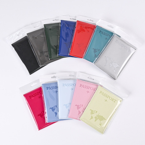 Polyurethane (PU) Plain Weave Flight Map Passport Holder, Passport Cover, PU Leather Passport Case