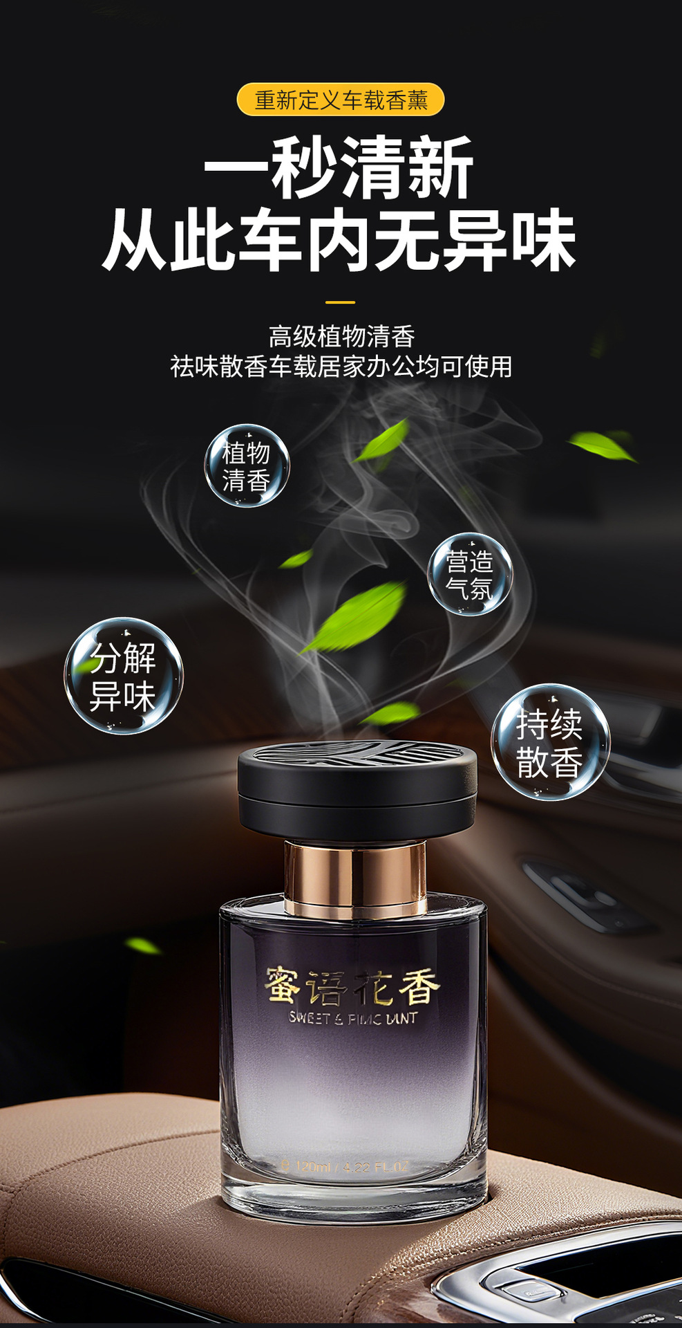 Dark Night Black Gold Car Aromatherapy Shangri-La Fragrance New High-End Car Perfume High-End Men's Ornament Fragrance