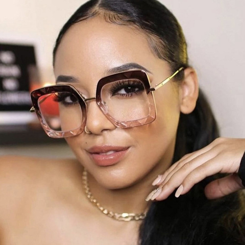 TR90 Anti-Blue Light Square Large Frame Glasses Frame  New European and American Flat Mirrors Plain Street Photography Glasses Frame Cross-Border