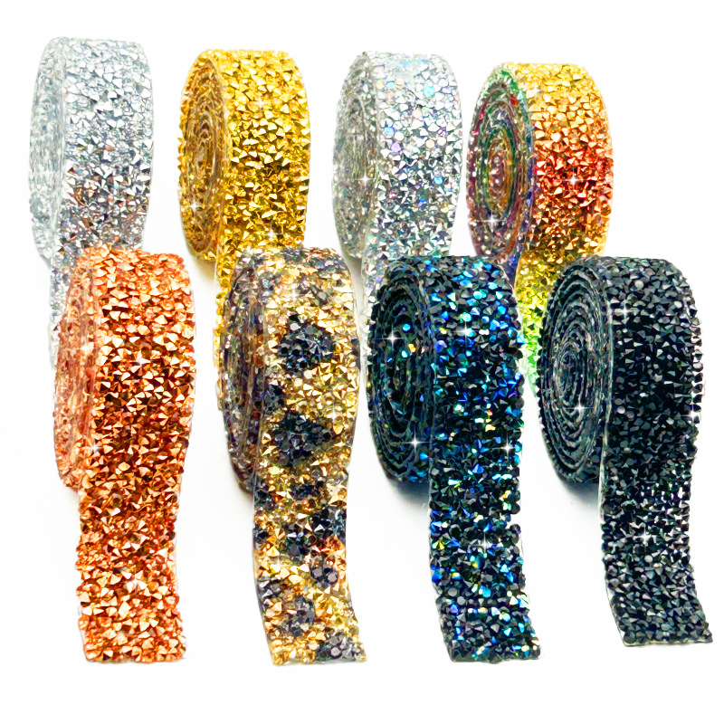 Mayorista colorido barra de diamante sombrero decoración taladro correa de adhesivos de fusión en caliente accesorios de joyería diamante colorido