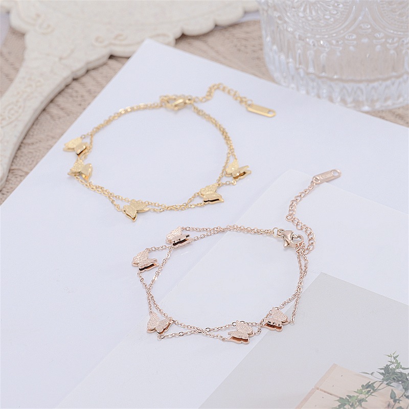 Real Gold Plated Plating Material Bracelets Classification PVD Coated Real Gold Plated 18K Gold Butterfly Stainless Steel Sweet Waterproof Non Tarnish Bracelets