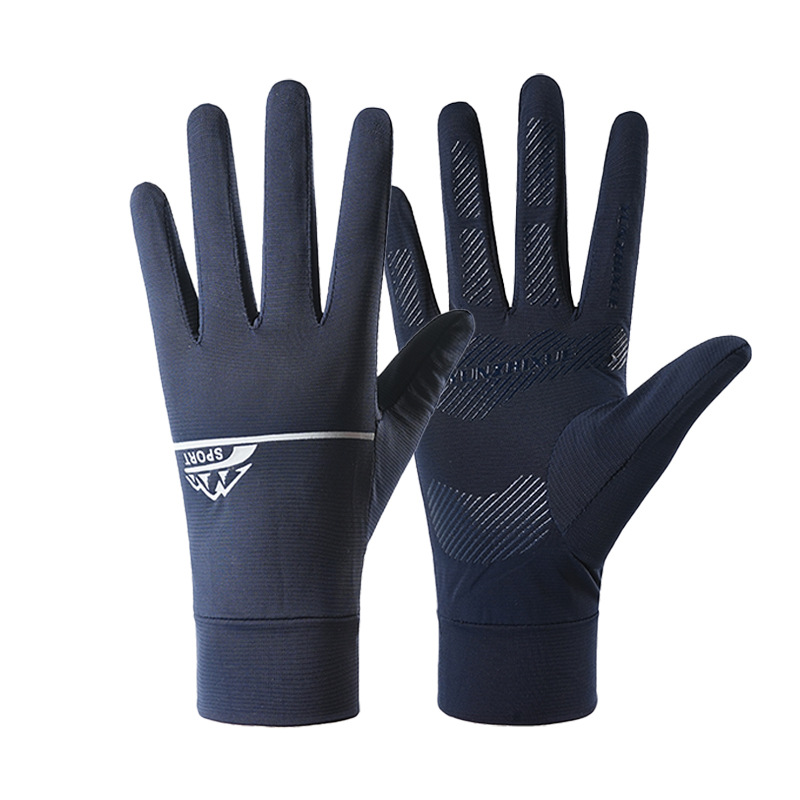 Guantes de seda de hielo, estilo fino transpirable de verano, protección UV, transpirable, antideslizante, deportes al aire libre, ciclismo, guantes de protección solar con dedos completos