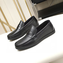 品牌同款男士乐福鞋头层牛皮休闲豆豆鞋男一脚蹬软底45码大码男鞋