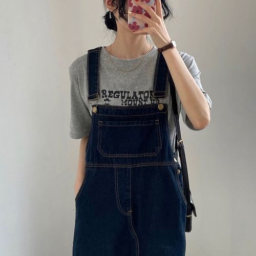 Vintage Cowboy Belts Dress for Women  Summer New Style Versatile Loose Slimming Mini Dress for Petite Women