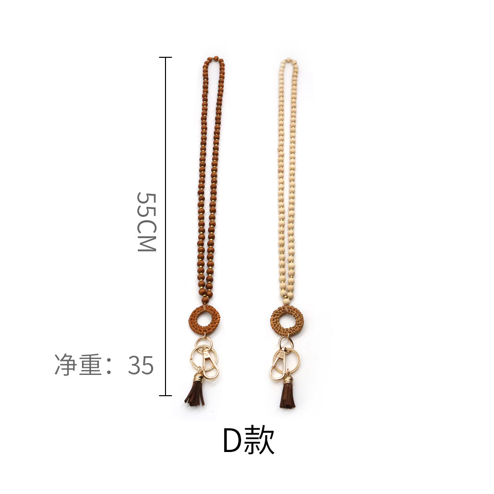 Transfronterizo nuevo estilo nórdico collar de cuentas de madera cordón colgante escuela marca fábrica tarjeta permiso de trabajo llavero colgante al por mayor