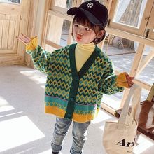 女童针织开衫2025春装新款儿童韩版宽松洋气春秋毛衣开衫外套