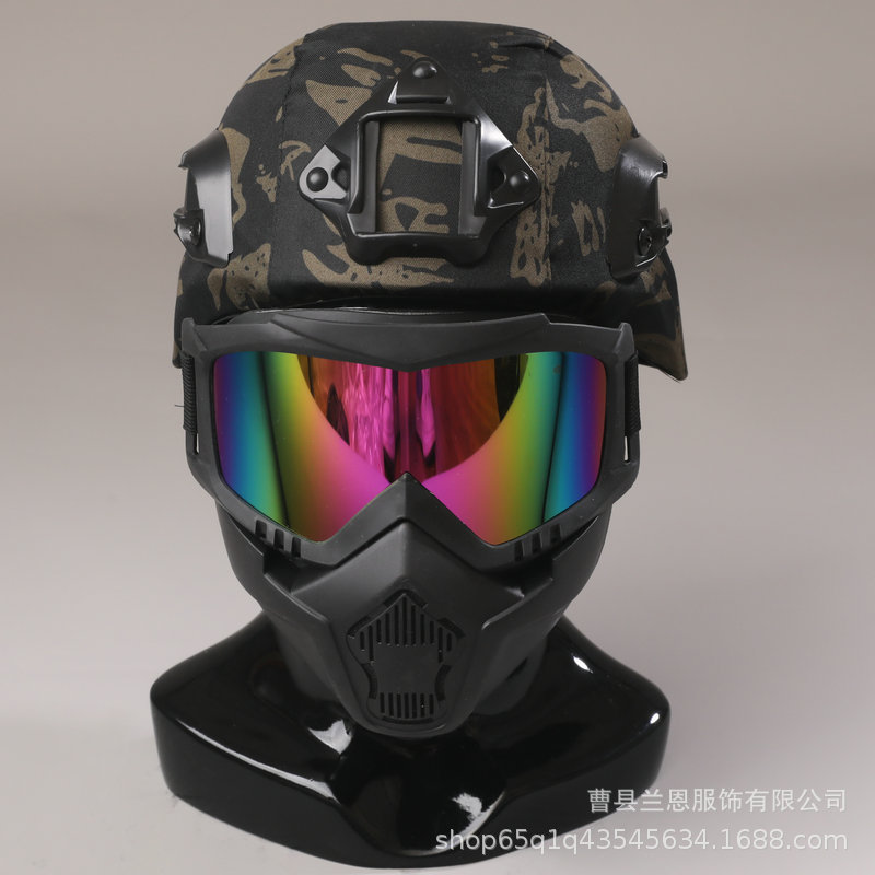 Casco táctico para niños binoculares de cuatro ojos de protección al aire libre equipo de ventilador militar telescopio modelo de visión nocturna equipo táctico
