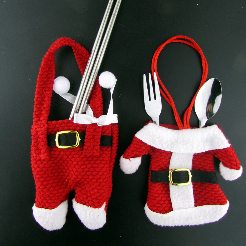 小衣服刀叉袋 圣诞节用品圣诞餐具套圣诞餐具套 圣诞小衣服小裤子