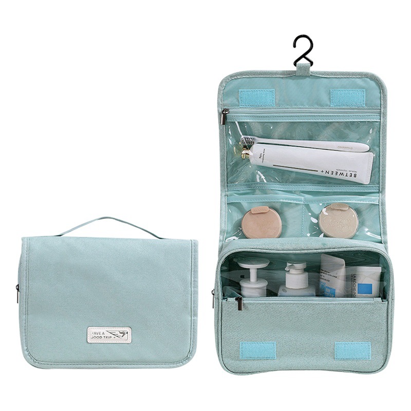 Estilo silencioso gancho visual bolsa de lavado esmerilado Yang poliéster viaje bolsa de lavado de maquillaje bolsa de almacenamiento bolsa de cosméticos portátil