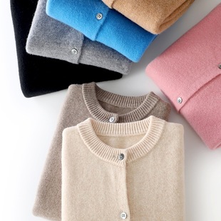 24 Autumn and Winter New Children's Knitted Cardigan Solid Color Round Neck Thickened Baby Long Sleeve Sweater Korean Style Coat for Boys and Girls