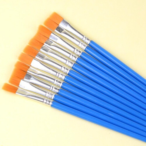 Children's painting brush plastic rod nylon hair hook line flat pen digital oil painting plaster ceramic kite brush
