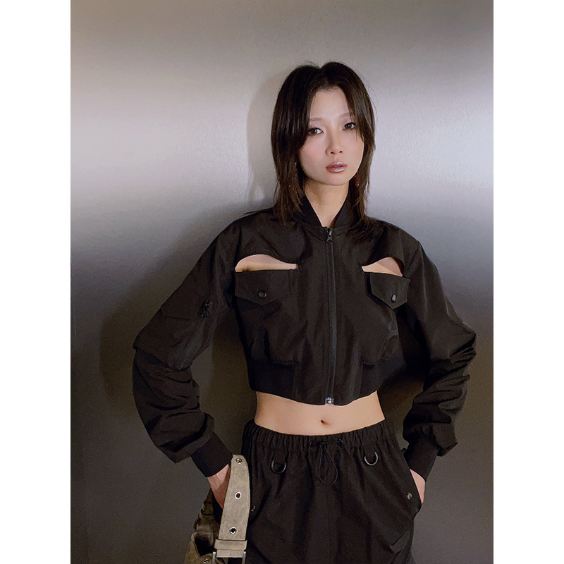 Designer Women's Bella Style Multi-style Bomber Jacket Drop-waist Top