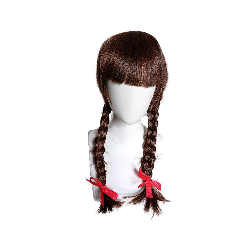 Annabelle Brown Wig with Bangs and Braided Style, Cosplay Anime Wig, 2026 New Model Annabelle Brown Wig with Bangs and Braided Style, Cosplay Anime Wig, 2026 New Model