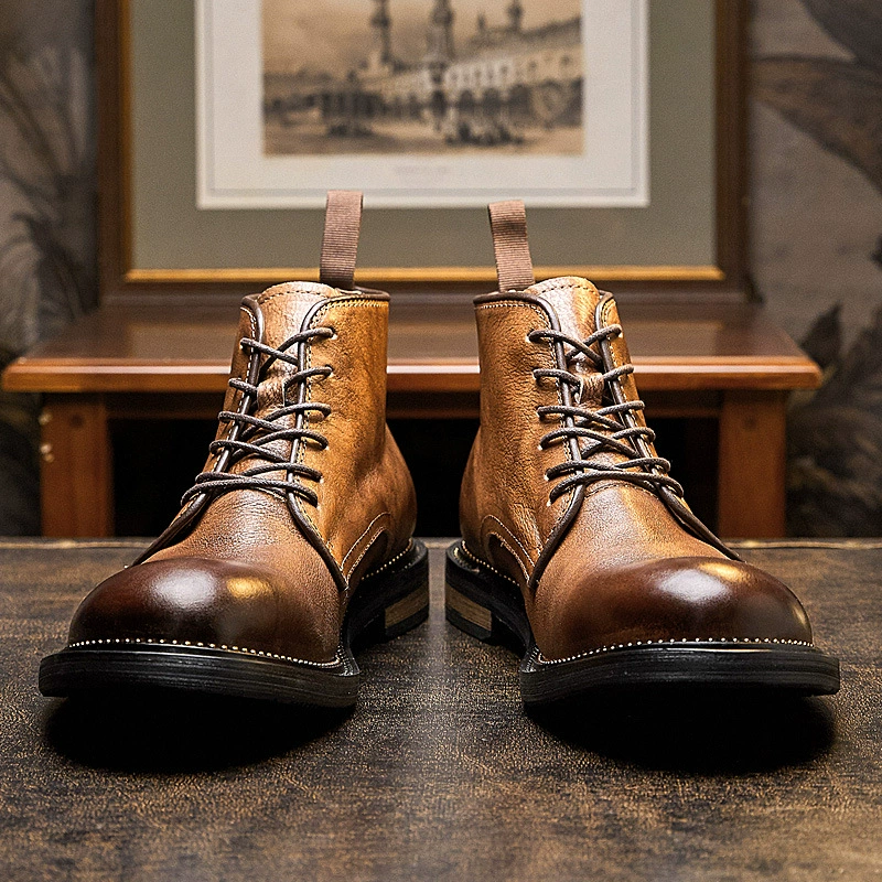 Осенне-зимние короткие сапоги из натуральной кожи, новые мужские ботинки Ботинки Martin, британские, европейские и американские ретро, обувь из воловьей кожи с верхним слоем, повседневная Высококачественная доставка