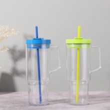 跨境车载专用40oz汽车杯带手柄吸管水杯户外露营便携防漏汽车水杯