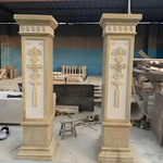 工厂大门石柱子定制庭院摆放石雕罗马柱价格户外石刻祥云柱效果图