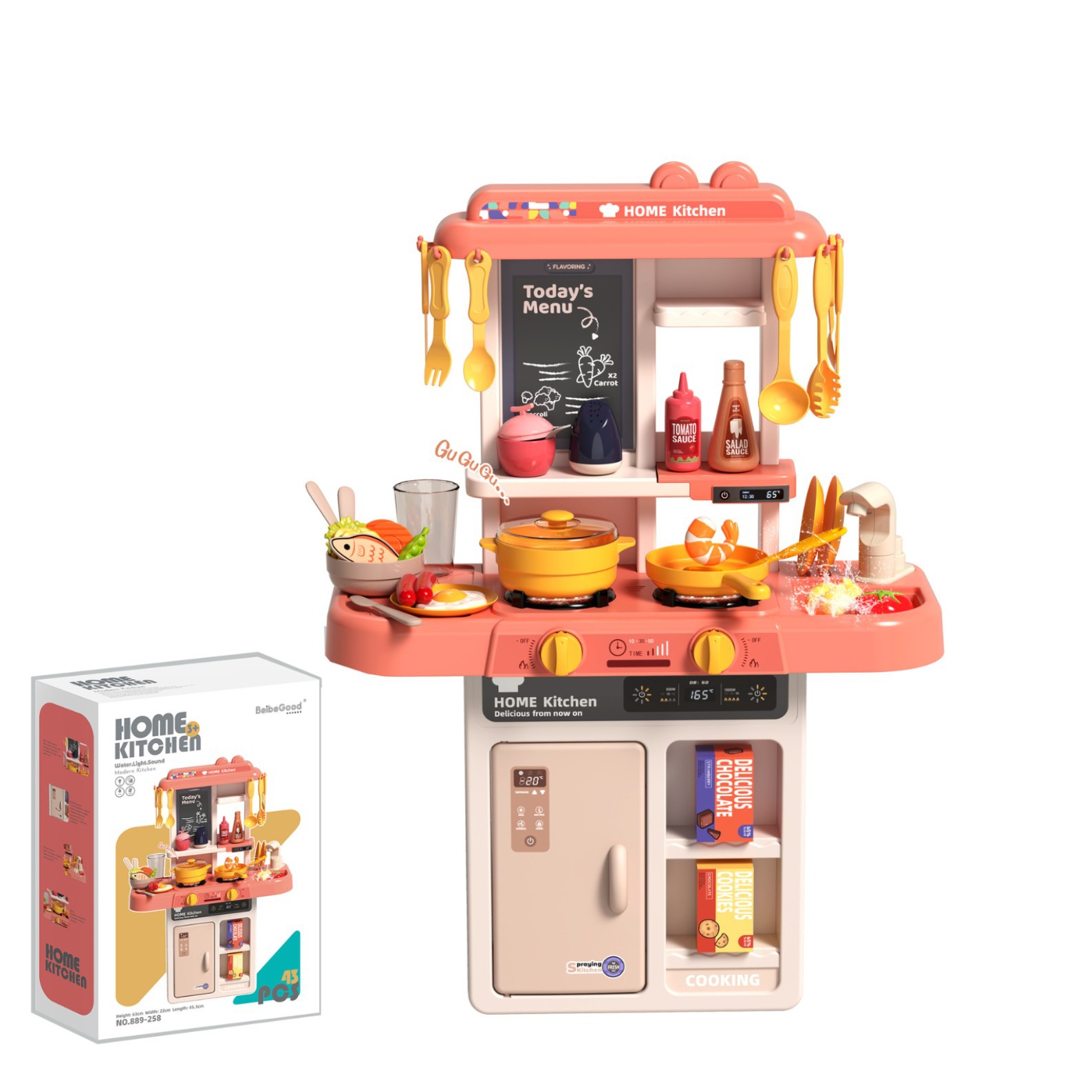 Beibigu Comercio exterior simulación de los niños juguetes de cocina humo agua vajilla juego de mesa casa Juguetes