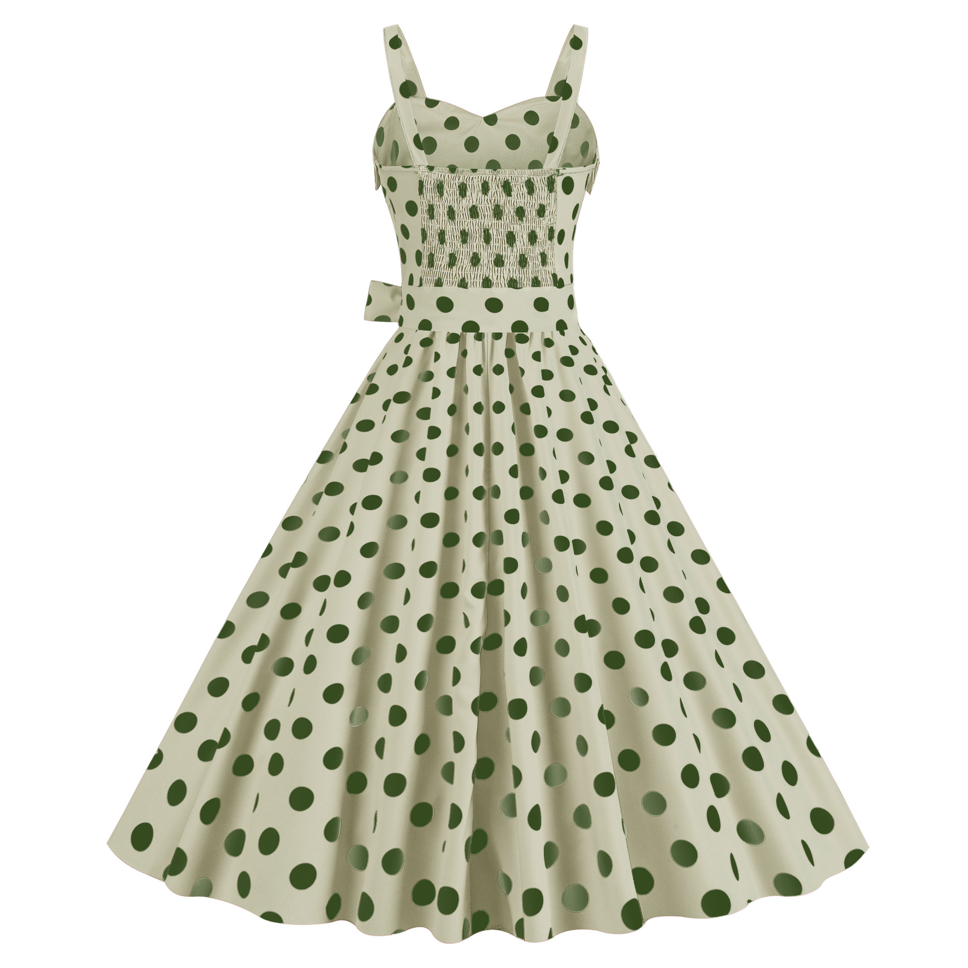 Robe Femme Cocktail À Bretelles Pois Sans Manches Col En V A-Line