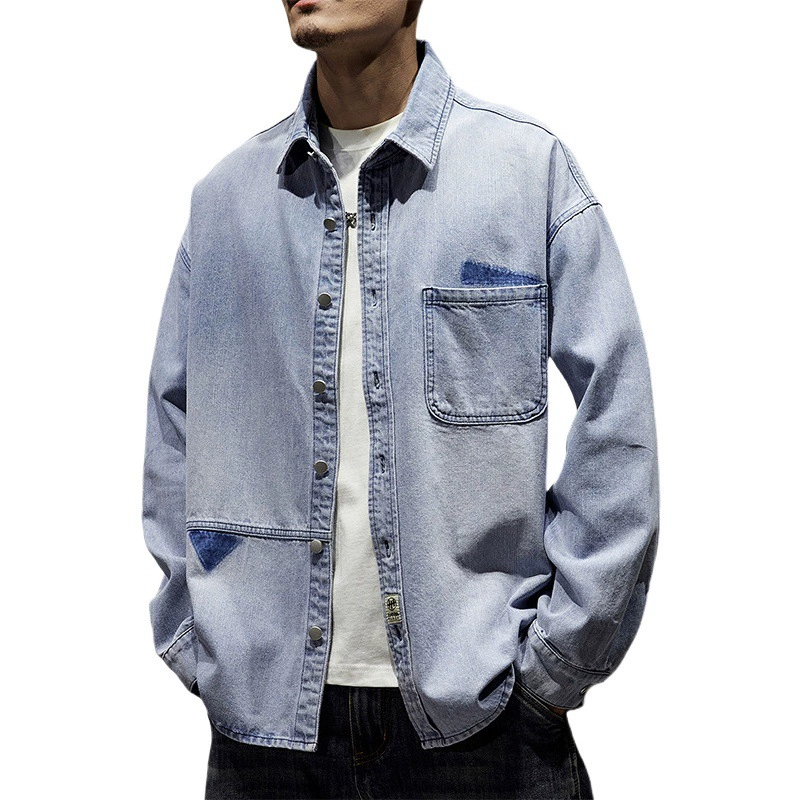 807 | Мужская Весенняя новая японская джинсовая рубашка больших размеров в стиле ретро, Мужская свободная универсальная Модная брендовая рубашка, куртка для мужчин