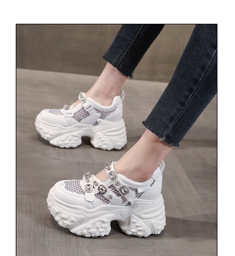 Giày sneaker nữ đế dày lưới thoáng khí phong cách thể thao — Màu trắng chi tiết 12