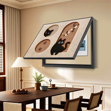 法式复古猫咪电表箱装饰画客厅遮挡多媒体盒盖弱电源总开关挂画