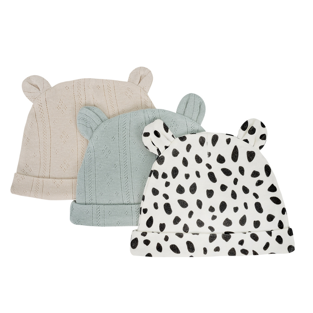 0-6 meses 3 piezas de gorras de lanugo de algodón puro, gorras de bebé lindo europeo y americano, gorras de algodón para bebés