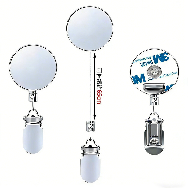 Metal Retractable Clip 4cm Steel Wire Retractable Punch-Free Towel Clip Double-Sided Tape Key Holder Anti-Loss Retractable Buckle