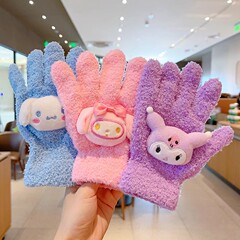 冬用手袋超かわいい冬防風漫画ぬいぐるみ学生サイクリング暖かいニット手袋暖かい新しい