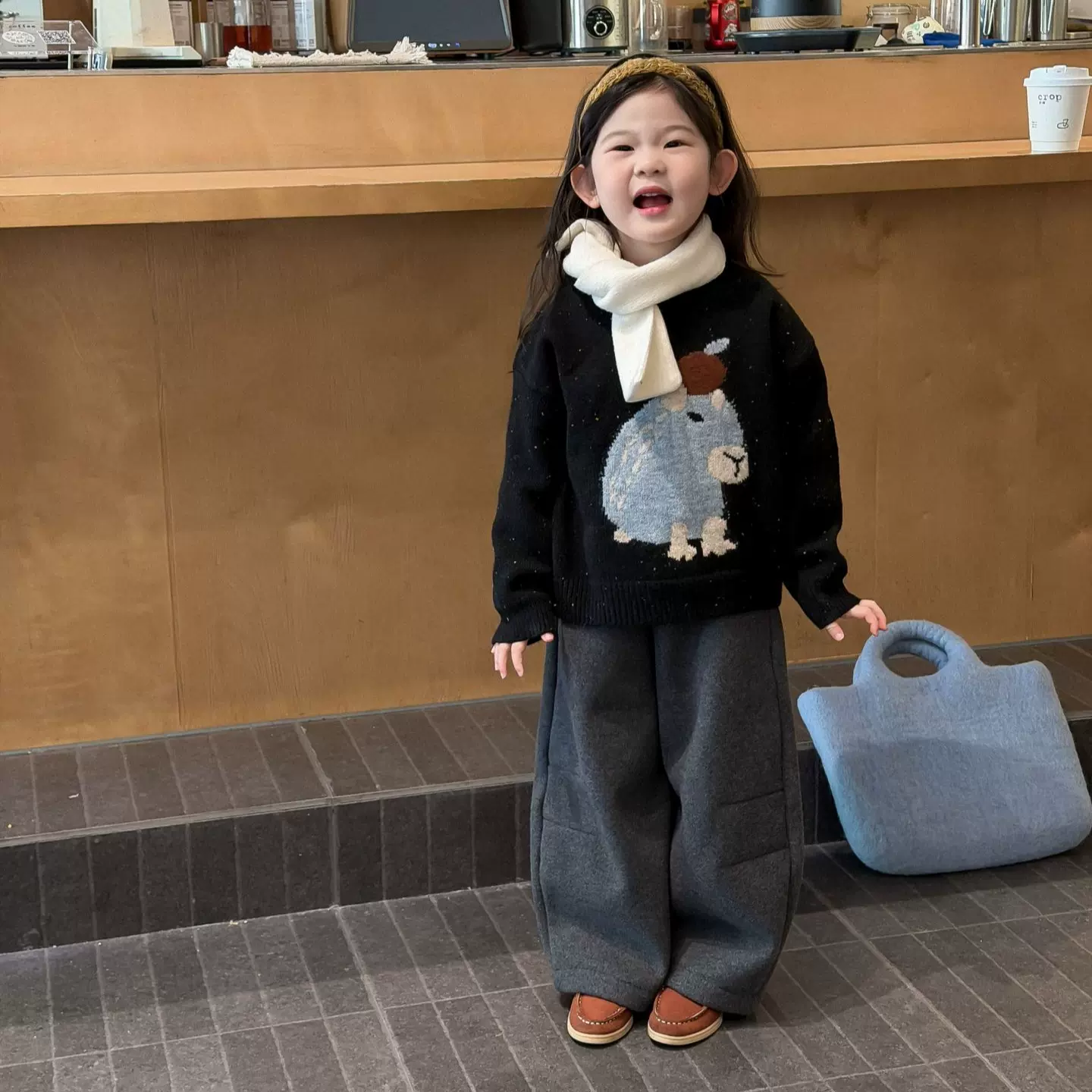 2025冬季新款童装 韩版童装  女童可爱卡通圆领毛衣 套头毛衣