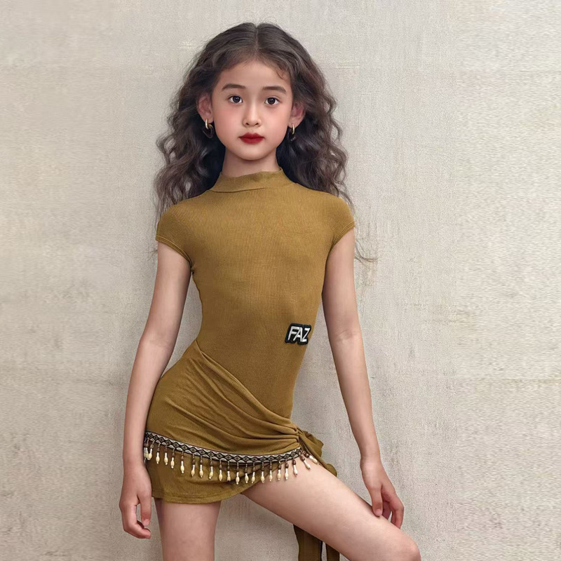 FAZ 子供用ラテンダンススカートスーツ、高級練習服、子供用ネットセレブラテンダンス練習服、パフォーマンス服|undefined