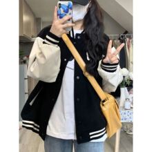 新款棒球服春秋宽松情侣装女韩版潮流百搭温柔小个子洋气外套