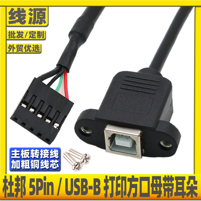 DuPont USB-B pin with screw hole can fix DuPont 2.54 pin square Port printing 5pin DuPont motherboard